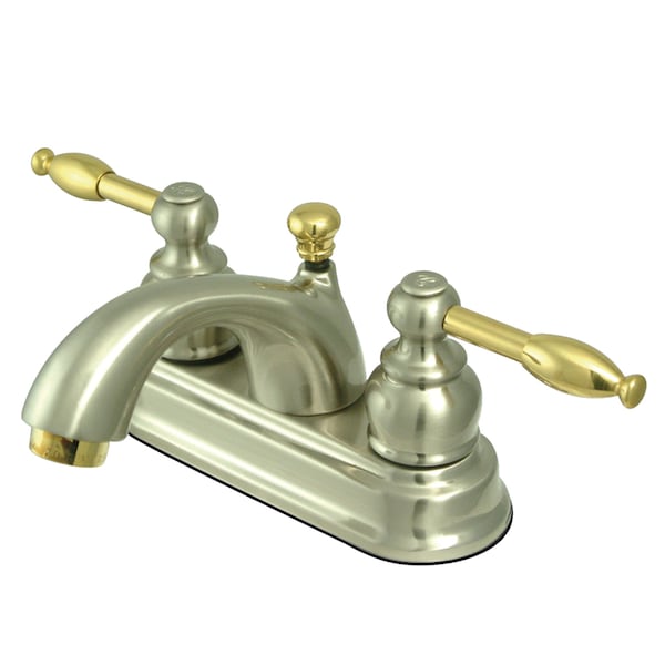 4" Centerset Bathroom Faucet, Brushed Nickel/Polished Brass